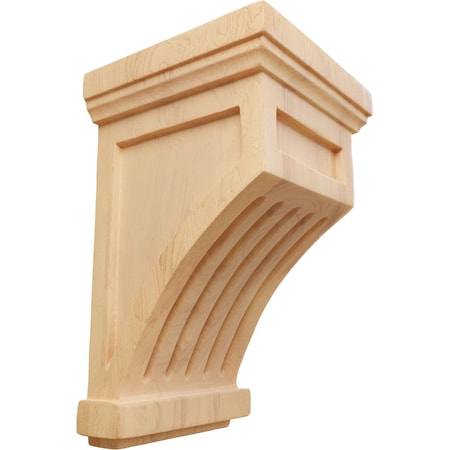 Ekena Millwork 4 1/4"W x 4 1/4"D x 7"H Fluted Corbel, Red Oak COR04X04X07FLRO